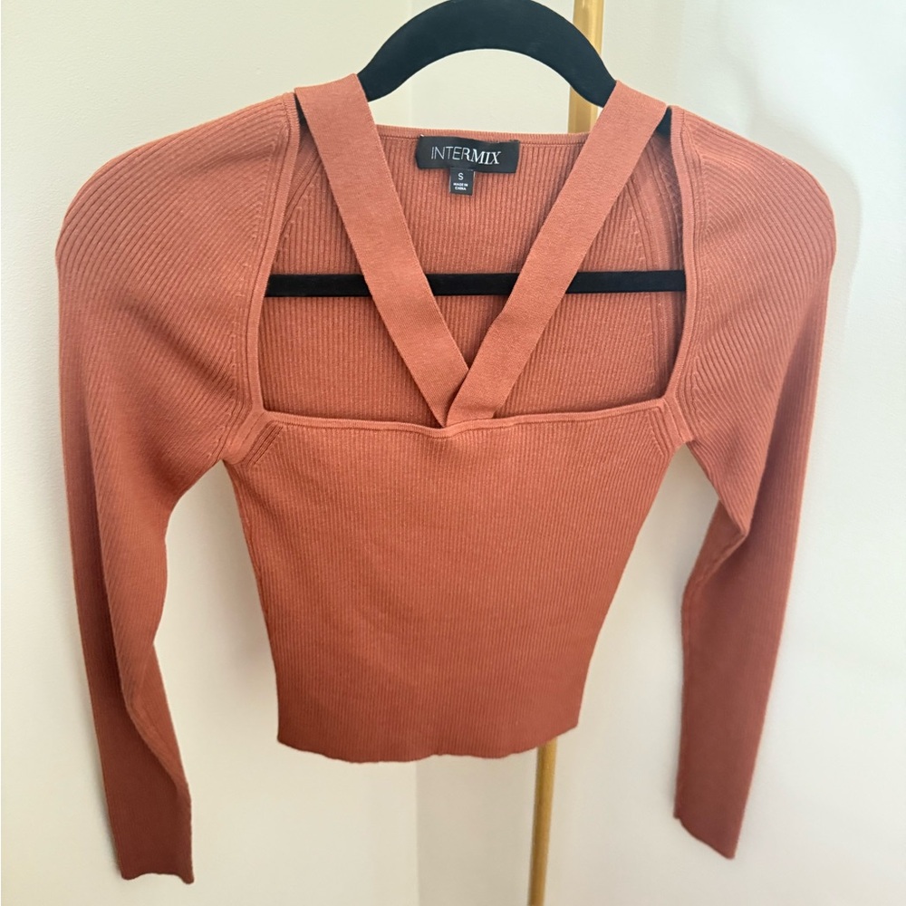 INTERMIX Terracotta Ribbed Blouse